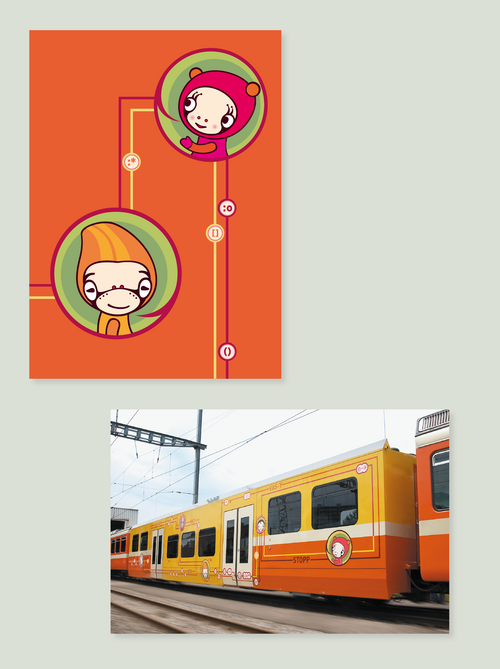 Traintrainquotidien / RBS-Künstlerwagen / Gestaltung aussen & innen / in Betrieb von 2002 – 2007