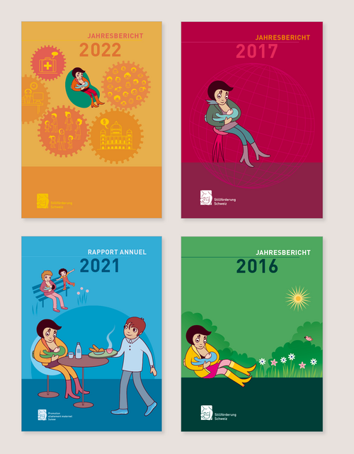 Jahresbericht der Stillförderung Schweiz / Illustration & Layout / seit 2012
