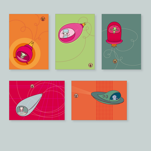 Ufo-Postkarten-Set mit 5 Karten / 10.–